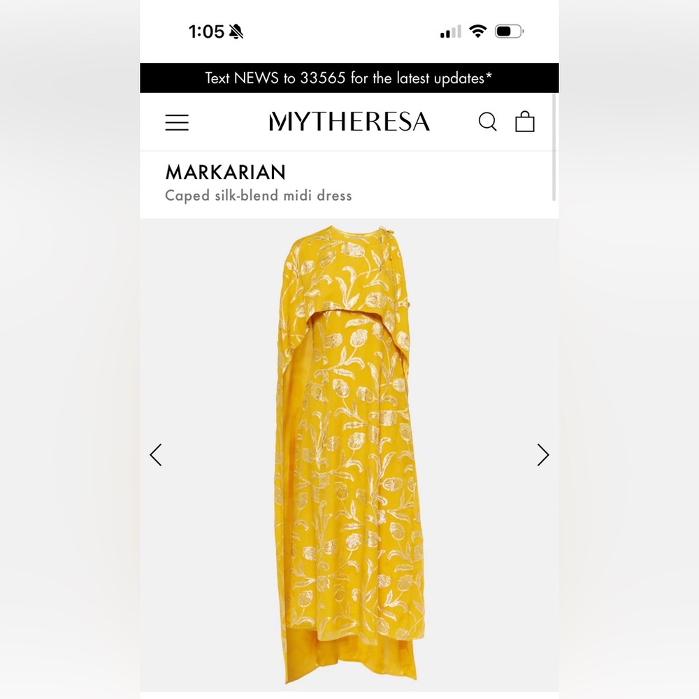 Markarian Yellow dress with cape